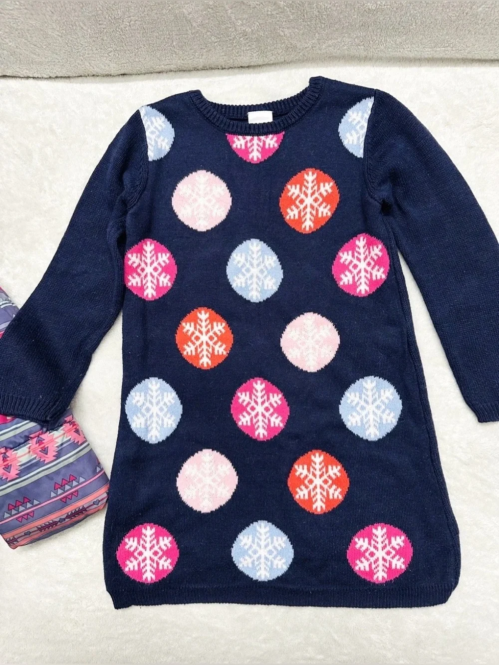 Girls Winter Set Hooded Zip Jacket Snowflake Fleece & Sweater Size 3T Years